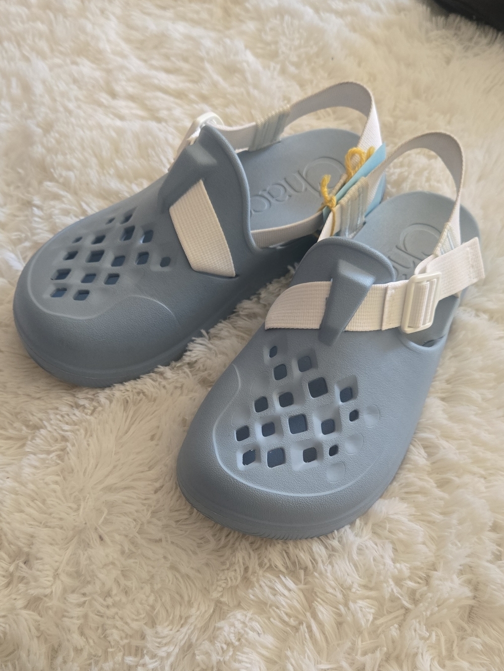 Chaco Light Blue Clog Sandals with White Straps Women's 10